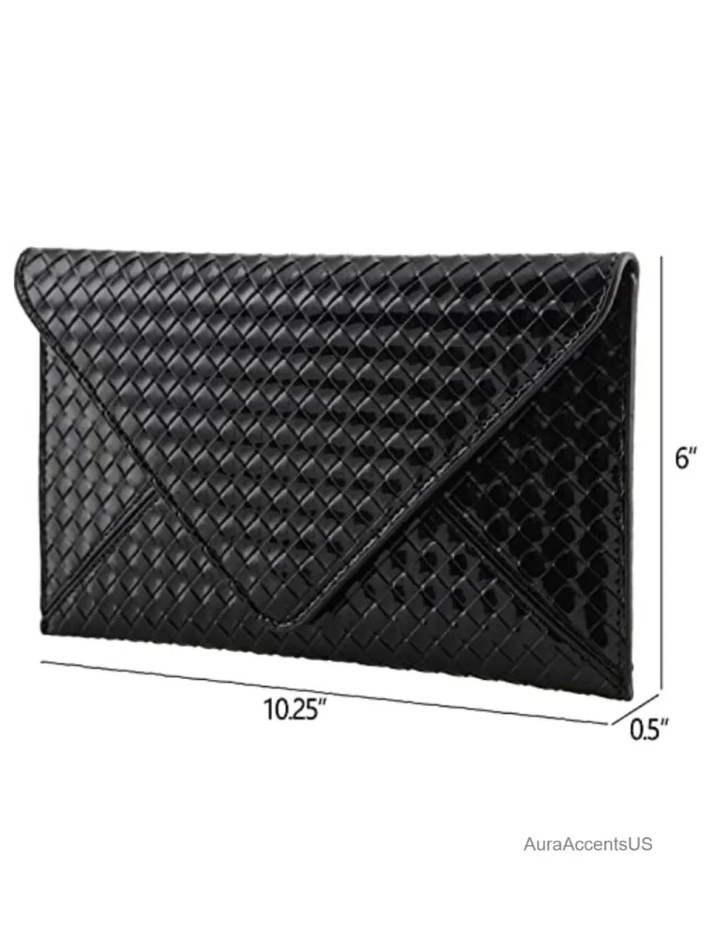 Faux Patent Leather Glossy Envelope Clutch with Detachable Chain Strap